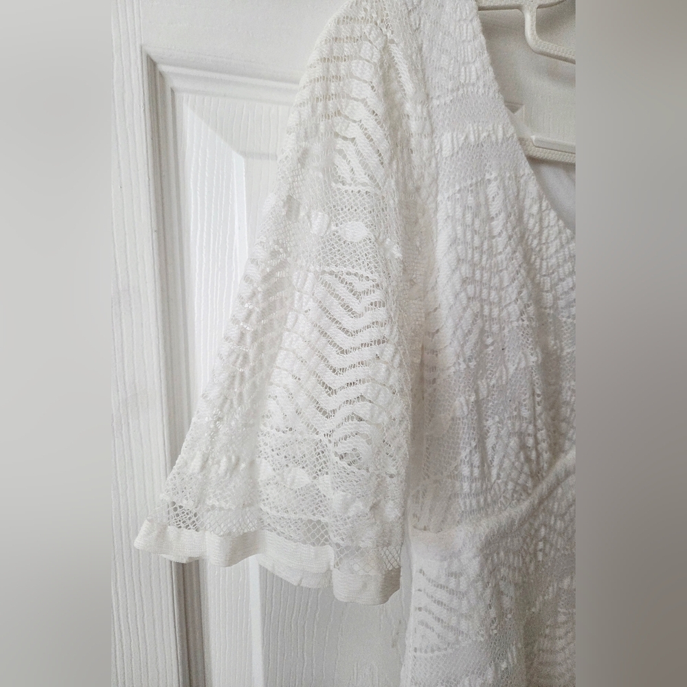 Vintange Cottage-Prairie White Lace Midi Special Occassion Dress - Petite - Picture 3 of 3